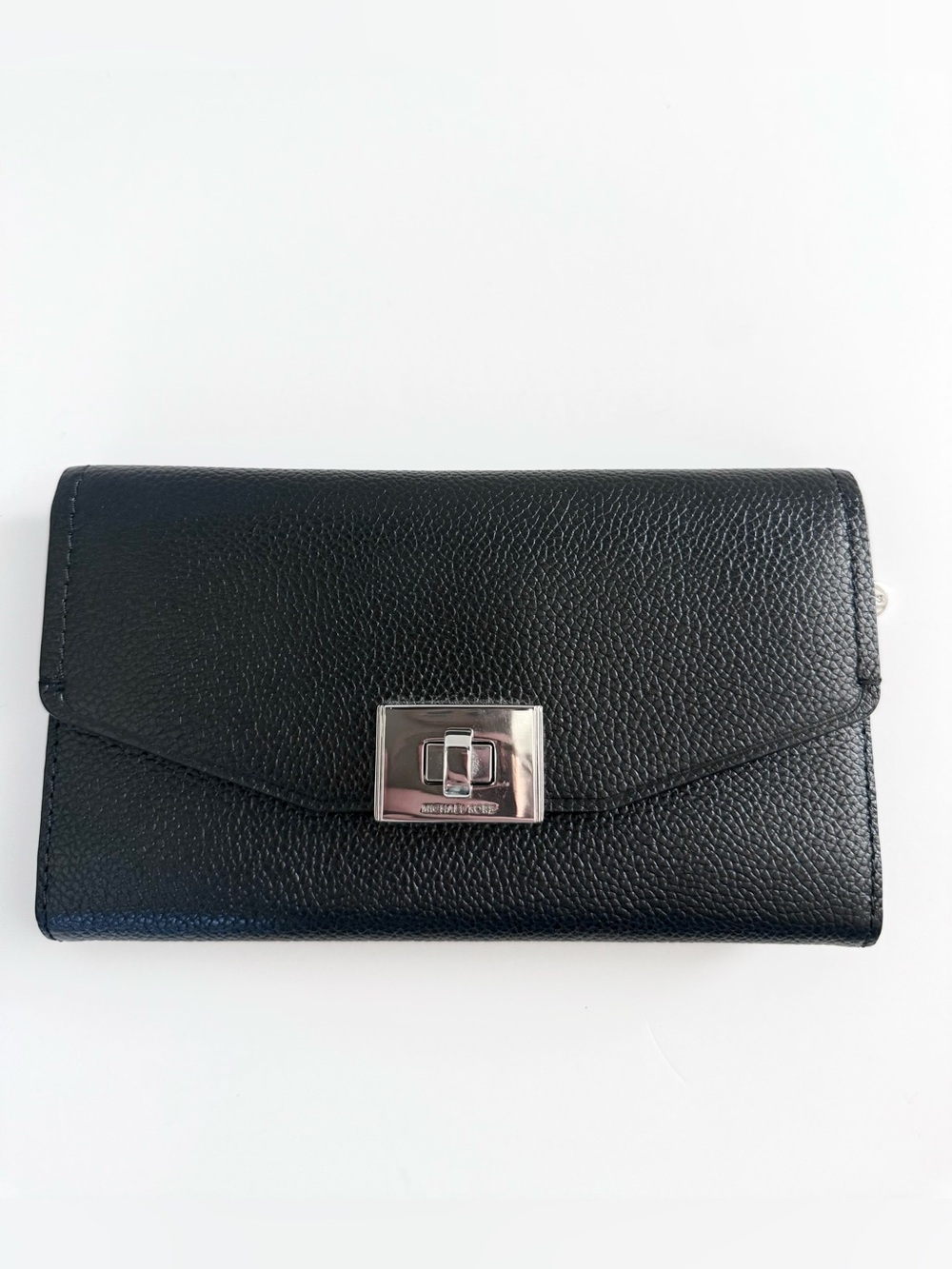 Michael Kors Cassie Trifold Wallet Leather Black Turn Lock